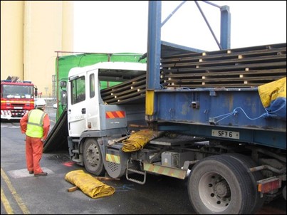 The load shifted on this lorry The load shifted on this lorry